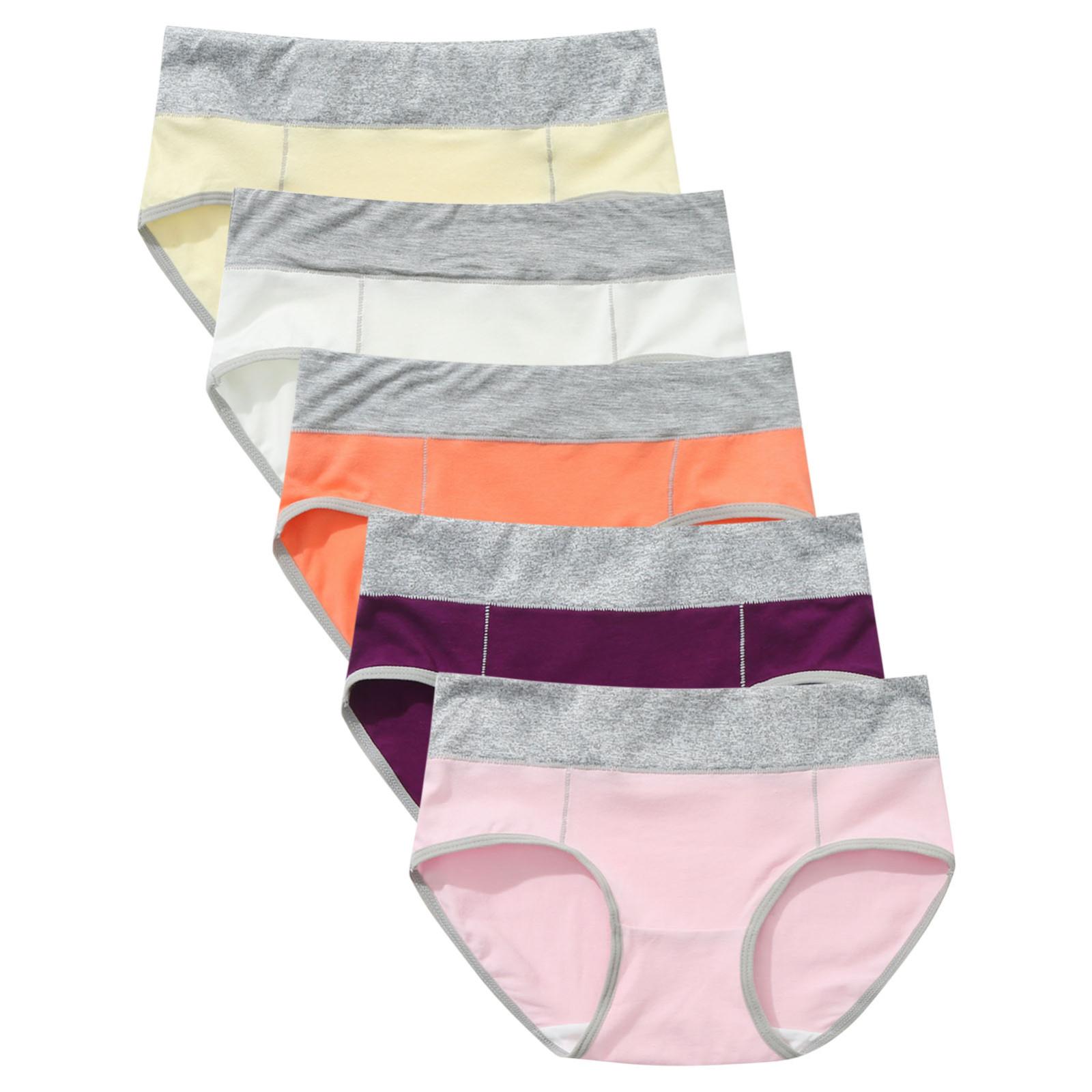 5PC Women Patchwork Briefs Panties Underwear Knickers Bikini Underpants L