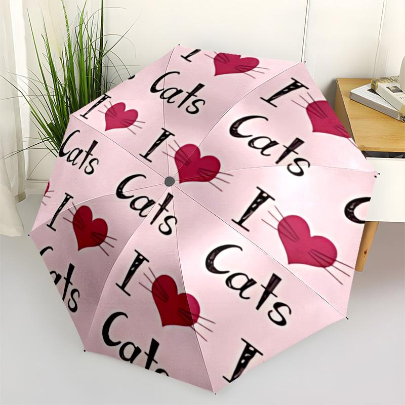 

1pc Love Cats Open/Close Folding Umbrella, All- Portable Umbrella for & Men, Stylish Accessory (Holiday Gift) 8-Rib yy251213160