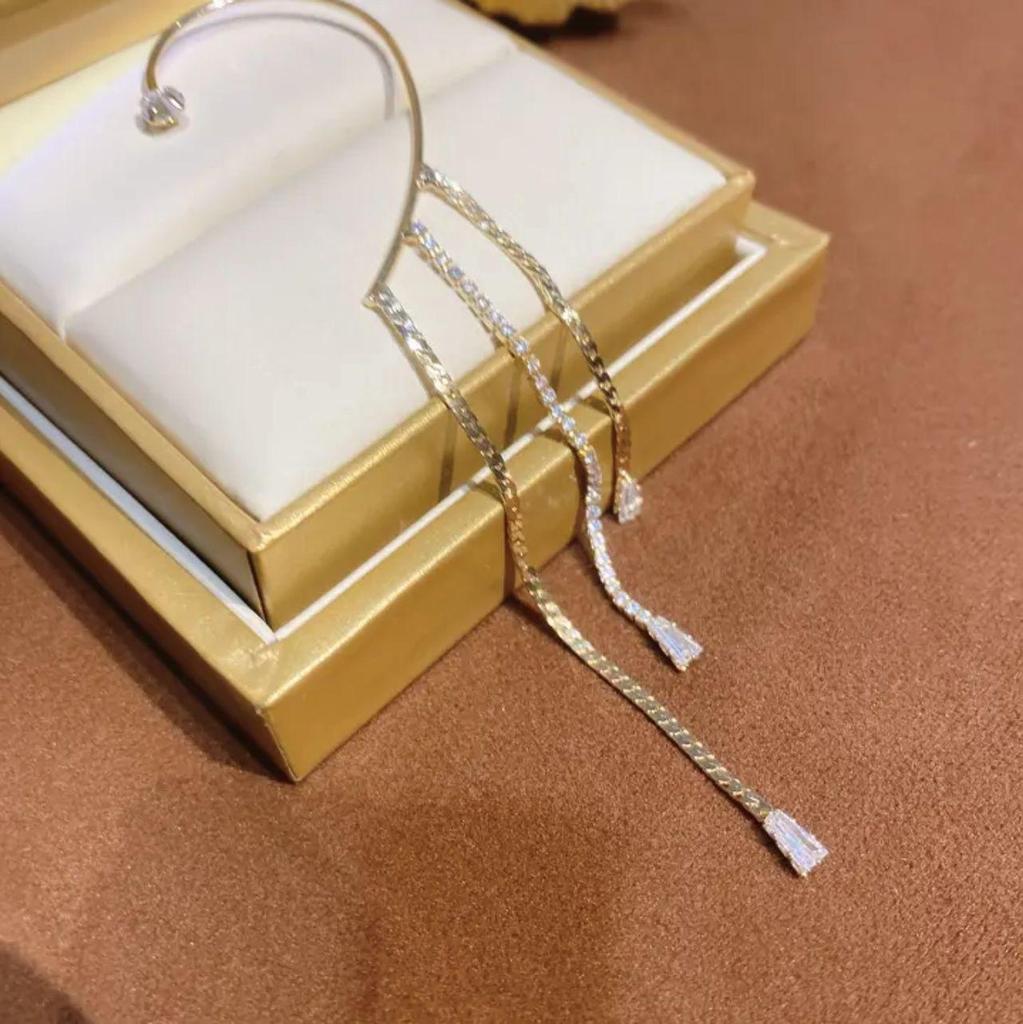 Elegant High-Class Retro Zirconia Tassel Ear Cuff, Non-Pierced, Unique Personality Design