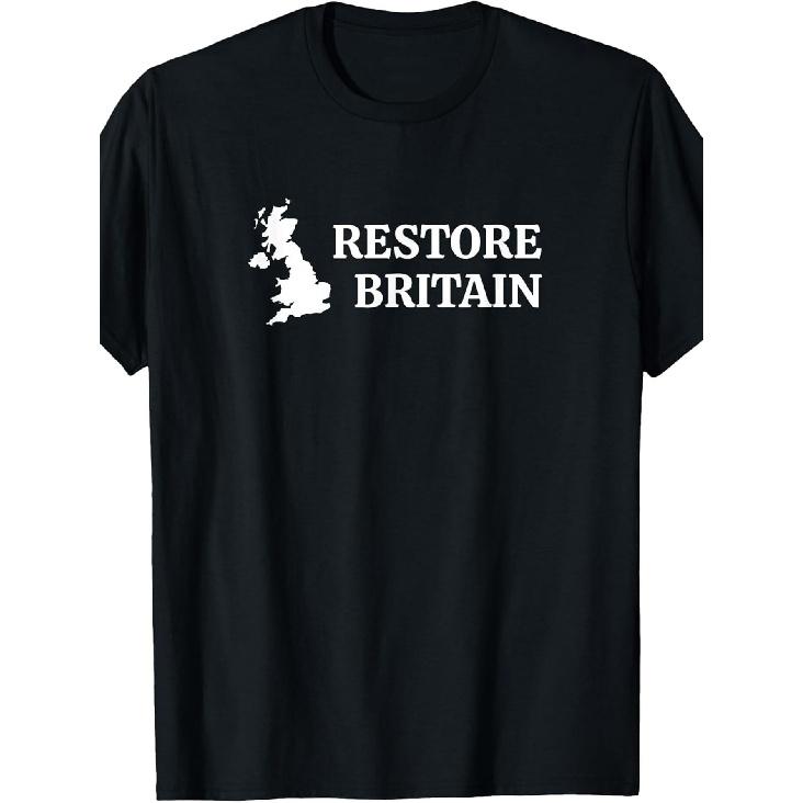 (Two Sided) Restore Britain, Political Party for UK Patriots T-Shirt S чёрный