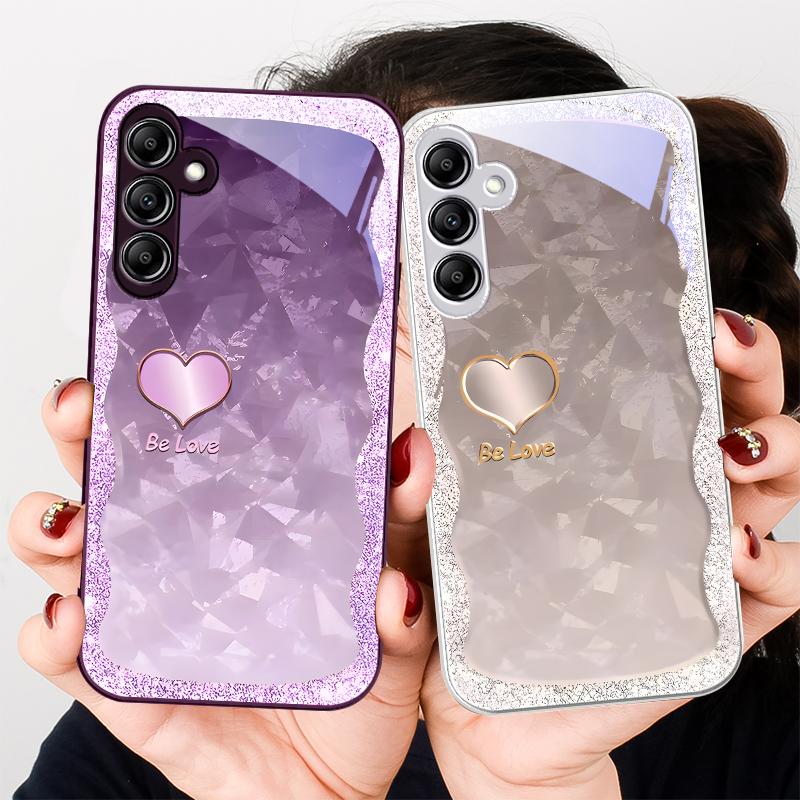 Gradient Purple Heart For Samsung A 20 30 22 23 24 25 26 31 32 33 34 35 42 50 51 52 53 54 55 56 70 71 72 73 5G glass phone case