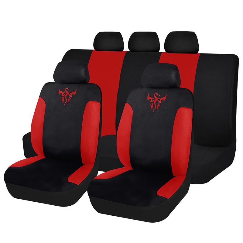 

Чохол на переднє та заднє сидіння автомобіля Повний комплект Універсальні захисні чохли для сидінь для автомобіля, вантажівки, позашляховика, мінівена, аксесуари для інтер єру 9PCS червоний
