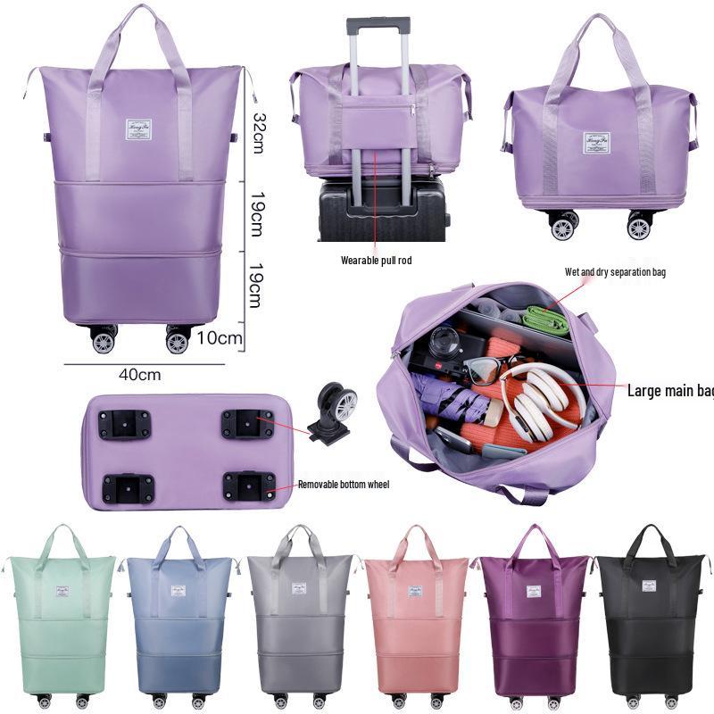 2025 Expandable Wheeled Travel Bag with Wet/Dry Separation for Women: Ideal for Short Trips, Hiking, and Boarding