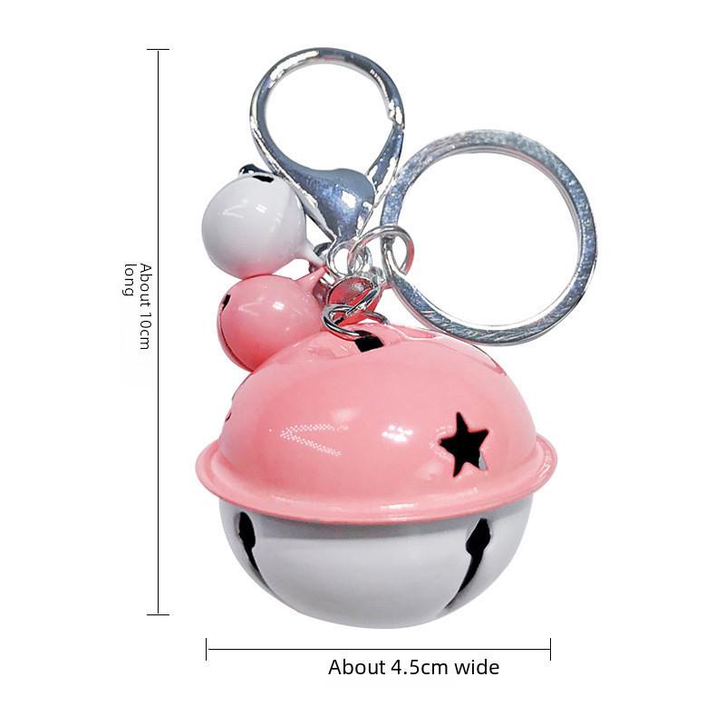 Trendy Metal Car Cartoon Keychain With Cute Bell Multiple Color Options Gift
