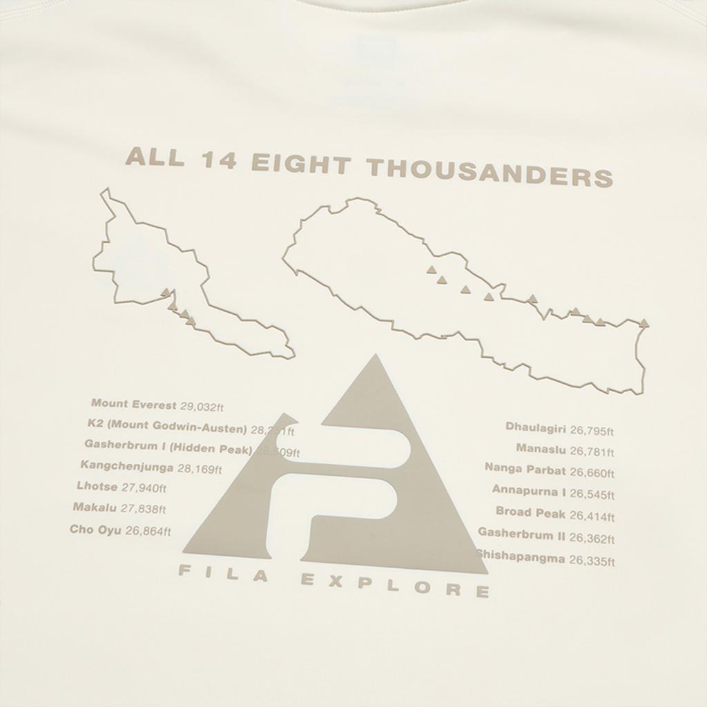 Fila Explorer Trendy Casual Outdoor Versatile Loose Printed Knit Long Sleeve T-Shirt Women Tops Dew-White A11W547202FIV