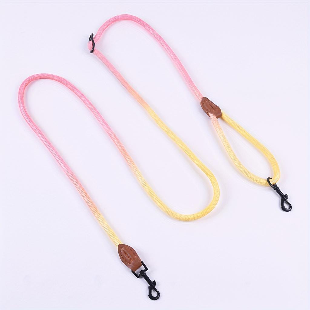 1pc Colorful Gradient Dog Leash, Multifunctional Dog Round Rope Dog Slip Leash Hands-free Crossbody Dog Walking Leash
