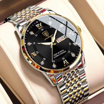 Men Watch Luxury Business Quartz Men's Wristwatch Waterproof Luminous Date Week Stainless Steel Strap Top Brand Man Watches