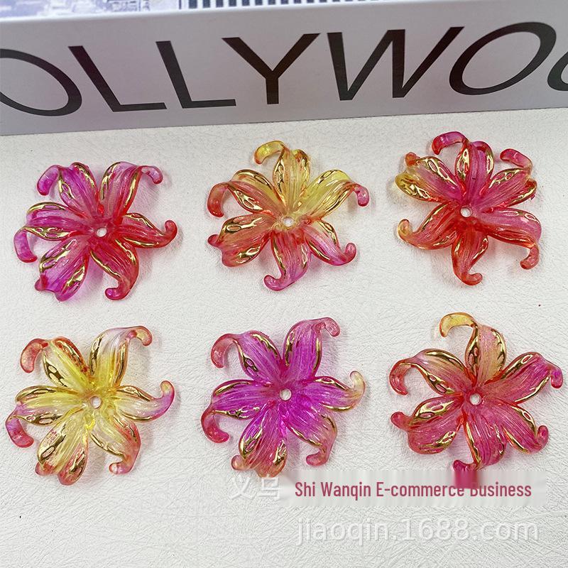 Electroplated Gold Edged Gradient Iris Petal Hair Accessories Material.