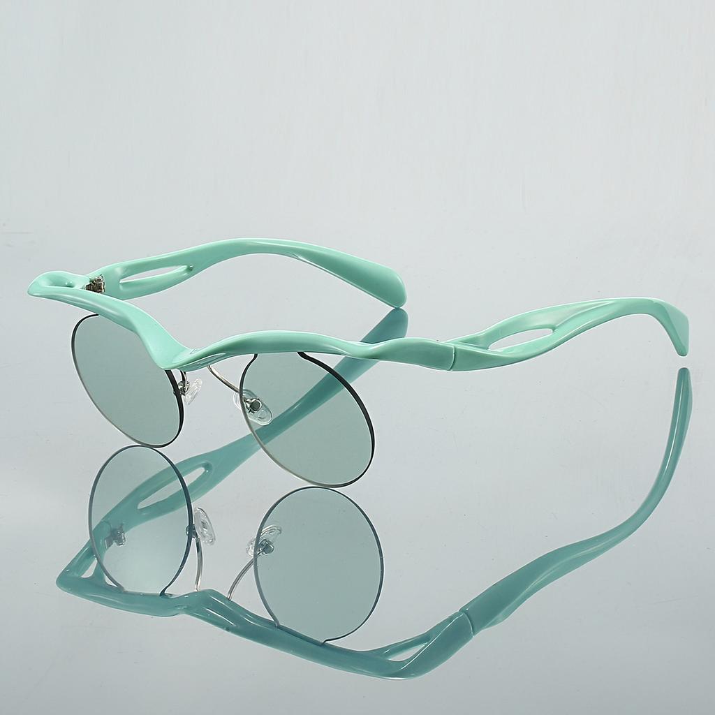 Semi-rimless Round Sunglasses  New Fashion Casual Shades Women Ins Trendy Brand Design Stylish Outdoor Sun Glasses