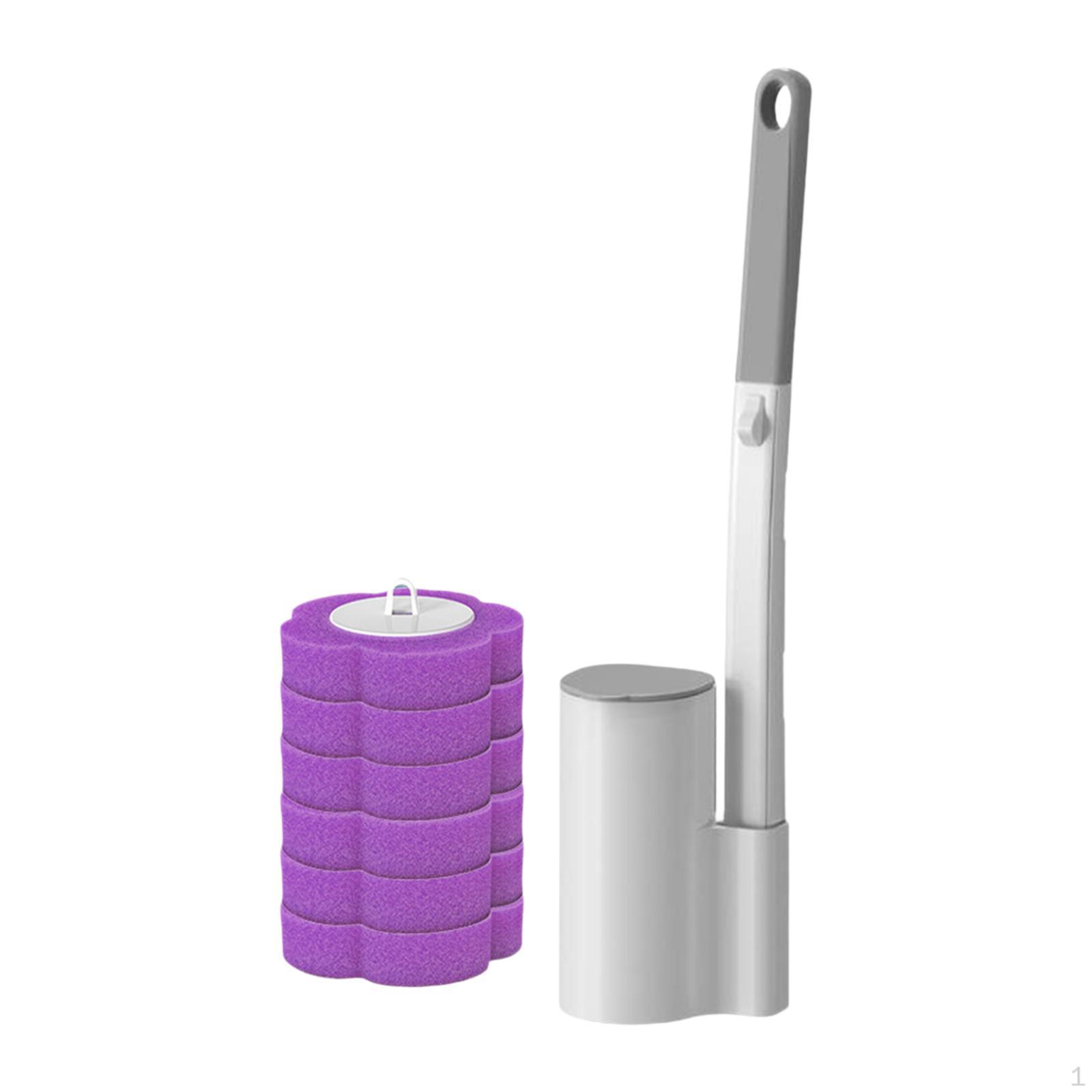 

1 Toilet Brush Refills Holder Kit Bathroom Accessories Wall Mounted No Drill Long Handle Scrubber фиолетовый