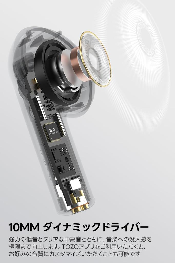 TOZO E2 Wireless Earphones 2025 Superior Sound Experience AI Noise Cancelling During Calls Bluetooth Lightweight and Compact Compatible with Dedicated