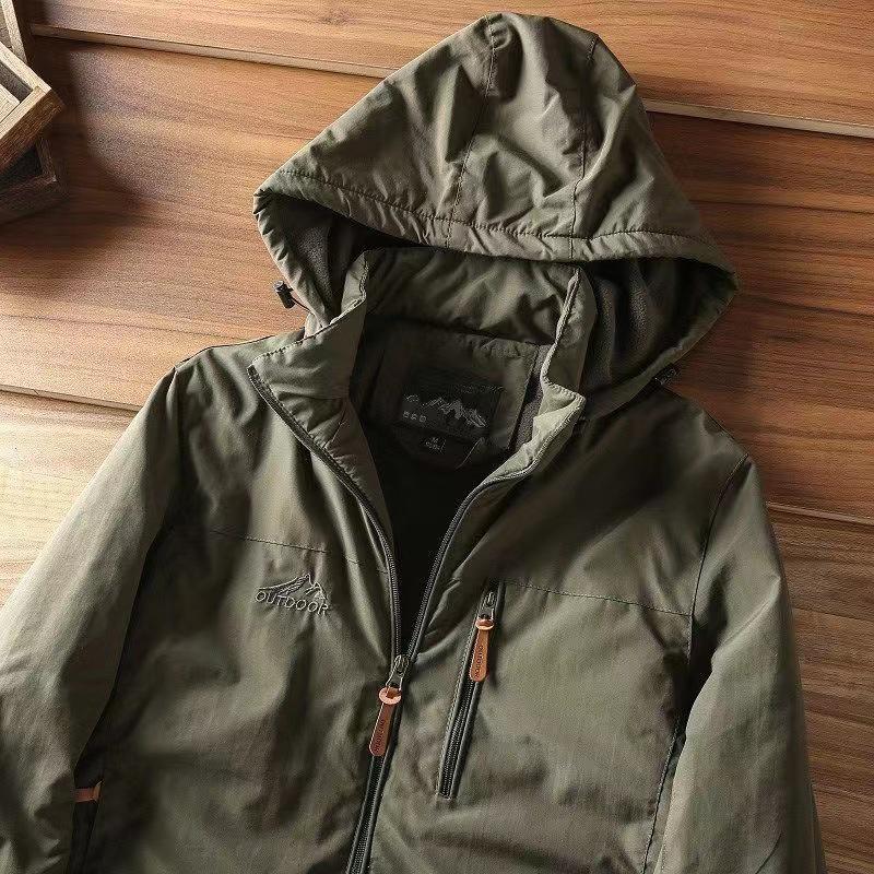 Men's Outdoor Waterproof Windproof Fleece-Lined Mountaineering Jacket