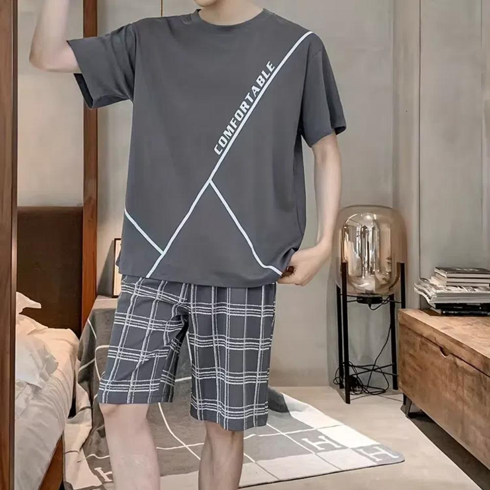 2-teiliges Outfit für Herren, lässiges Kurzarm-T-Shirt und Shorts mit Kordelzug für den Sommer, Herrenbekleidung, Loungewear, Urlaub, Workout