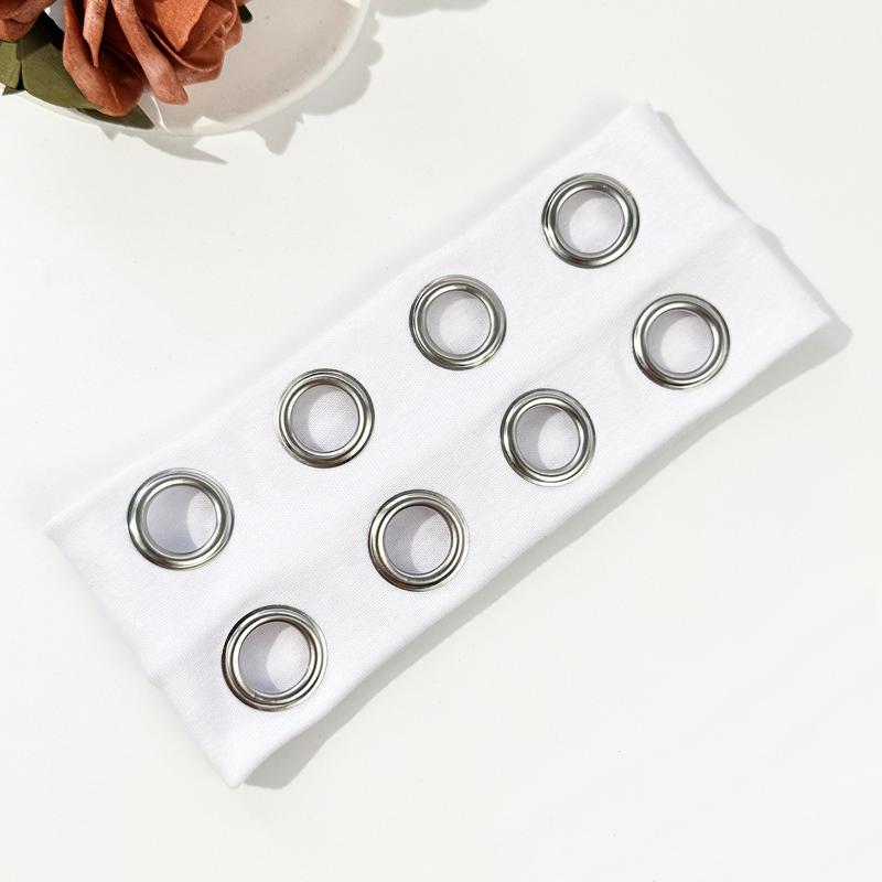 Hip-Hop Punk Style Solid Color Hollowed-Out Air Eye Metallic Stretch Headband Music Festival Rock Dark Headband Hair Accessories