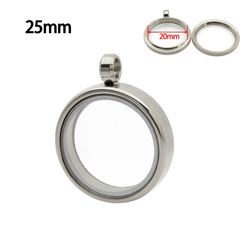 12pcs 15/20/23/25/27/30/33/35/40/45mm Stainless Steel Screw Living Memory Glass Locket Floating Charms Locket Pendant Jewelry