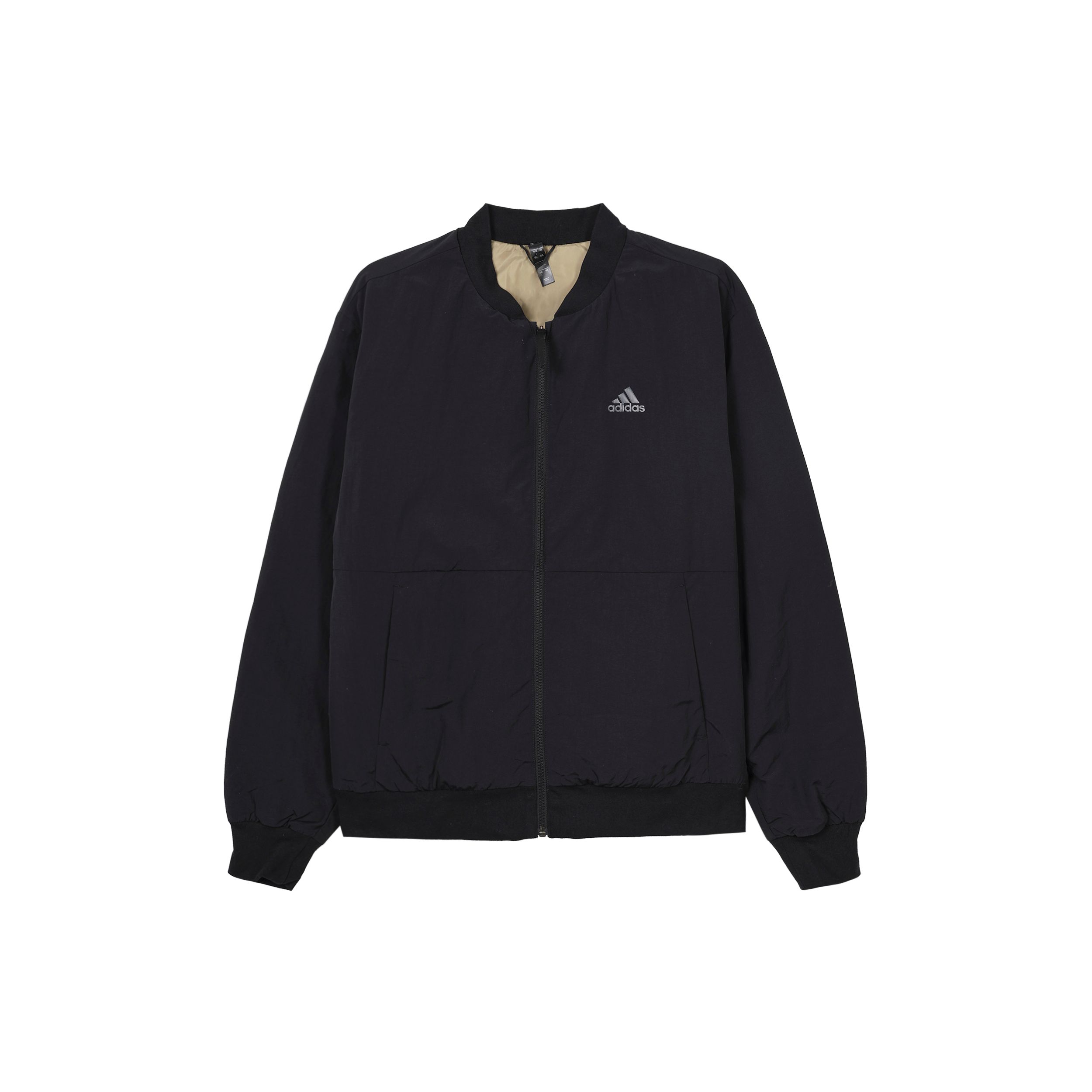 

Adidas Logo Print Zip-Up Теплый пуховик с длинными рукавами Мужская верхняя одежда Черный HN2140 S