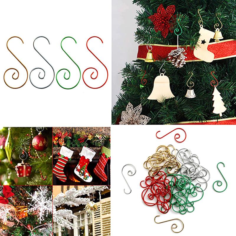 20pcs Christmas Ornament Hooks Metal S-shaped Hooks Holders For Christmas Tree Ball Pendant Hanging Decoration DIY Home Decor
