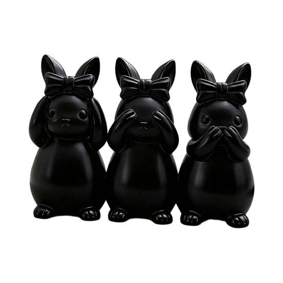 Easter Ornament, One-piece Molded Bunny Figure, 3D Printed Rabbit Design Decorative Figurine for Living Room Bedroom Holiday Decor чёрный