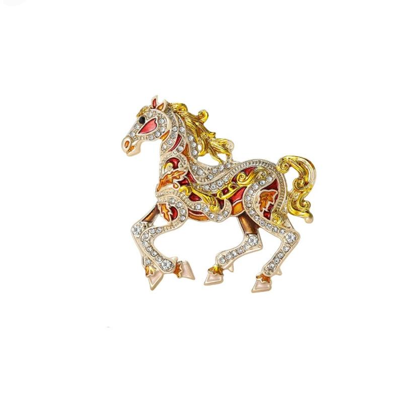 1Pc Animal Decoration Commemorative Gift Diamond Studded Fresh Zinc Alloy Sweet Pony Brooch