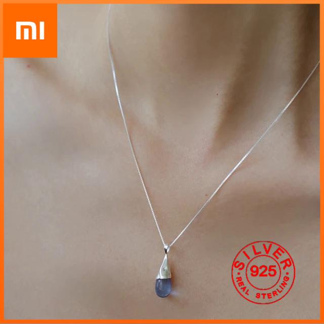 Xiaomi Silberfarben Blau Wassertropfenform Kette Choker Halskette Für Damen Breit Feiner Schmuck Hochzeitsparty Geburtstagsgeschenk
