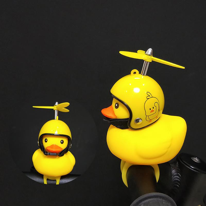 Rubber Duck Toy Car Ornaments Yellow Duck Car Dashboard Decorations Cool Duck with Propeller Helmet