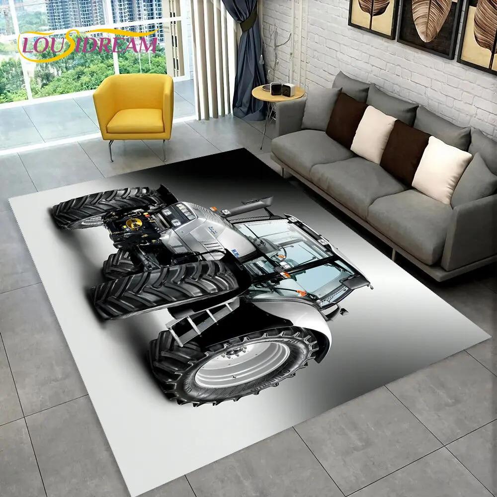 Truck Car Tractor Series Pattern Area Rug,Carpet Rug for Home Living Room Bedroom Sofa Doormat Decor,kids Non-slip Floor Mat 3D