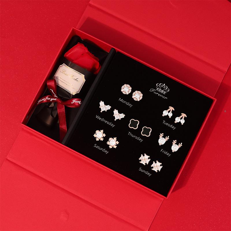 Модный минималистичный набор серег-гвоздиков - Подарок на День святого Валентина и День рождения, легкая роскошь