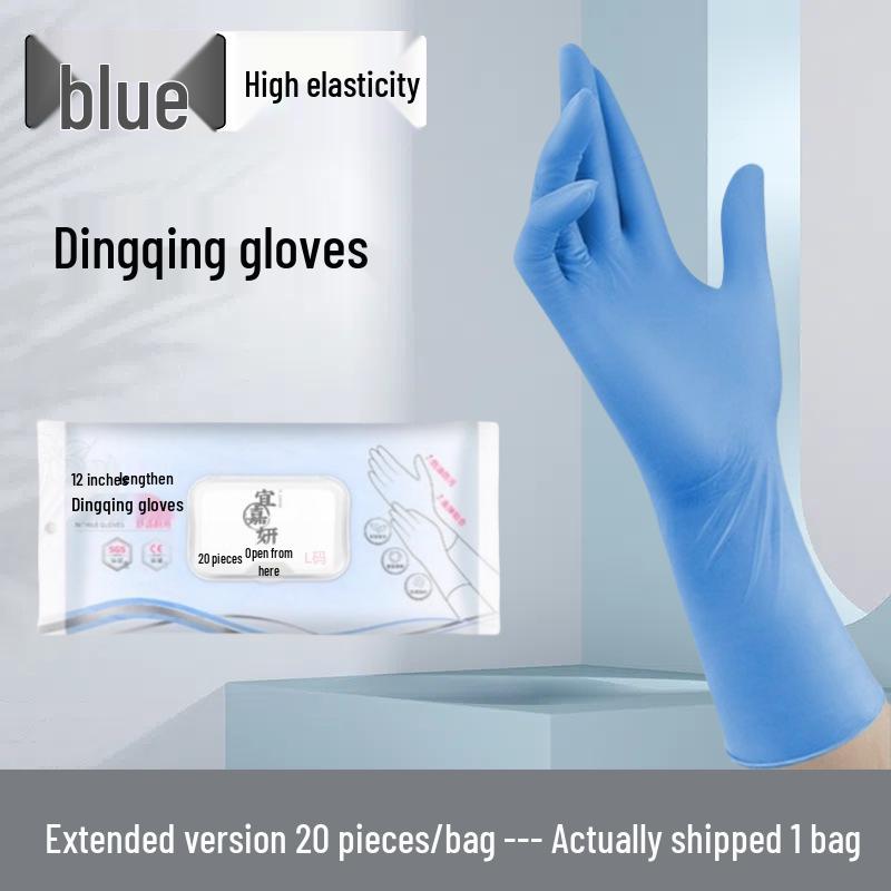 

12-inch Disposable Nitrile Gloves: Waterproof, Oil-proof, Food Grade for Kitchen and Household Cleaning S [Palm width 8.5cm, Length 28-30cm, 6.5g]