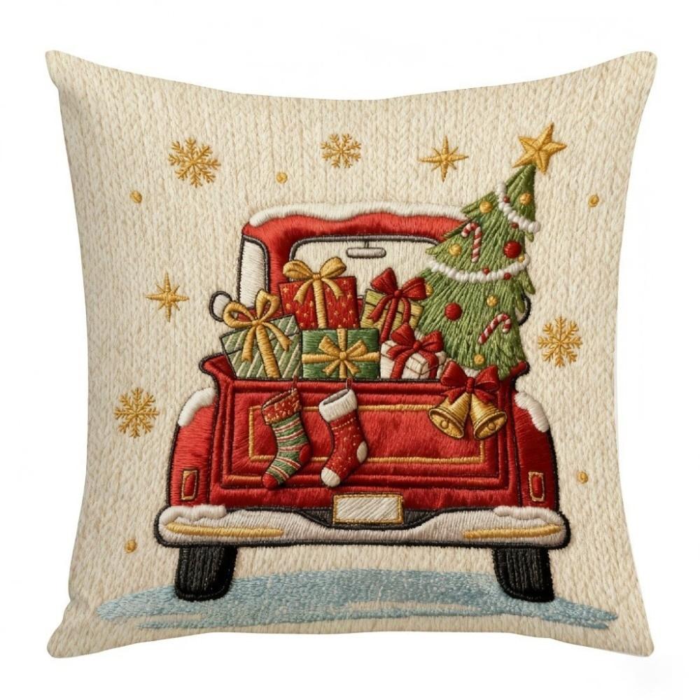 Festive Soft Christmas Pillow Covers 2D Printed Deer Throw Cushion Case Square Plaid Xmas Tree Pillowslip Living Room Decor