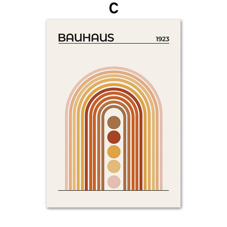 Bunte Bauhaus-Geometrie-Kreis-Linie-Regenbogen-Poster und Drucke, Wandkunst, Leinwandgemälde für Wohnzimmer, dekorative Bilder