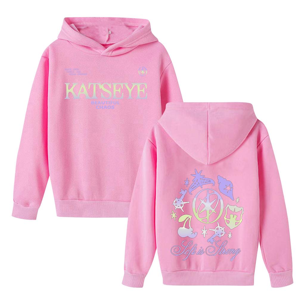 Kids' Long Sleeve Loose Pullover Letter Print Drawstring Hooded Sweatshirt
