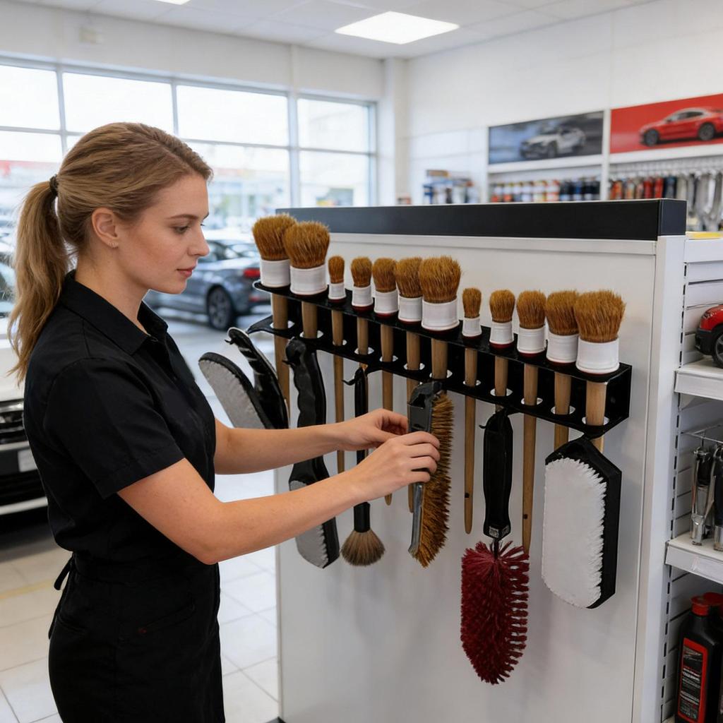 40x8.5x4.5cm Anti Slip Detailing Tool Hanger, Space Saving Car Wash Brush Storage Rack with Hooks, Organizer for Garage Home