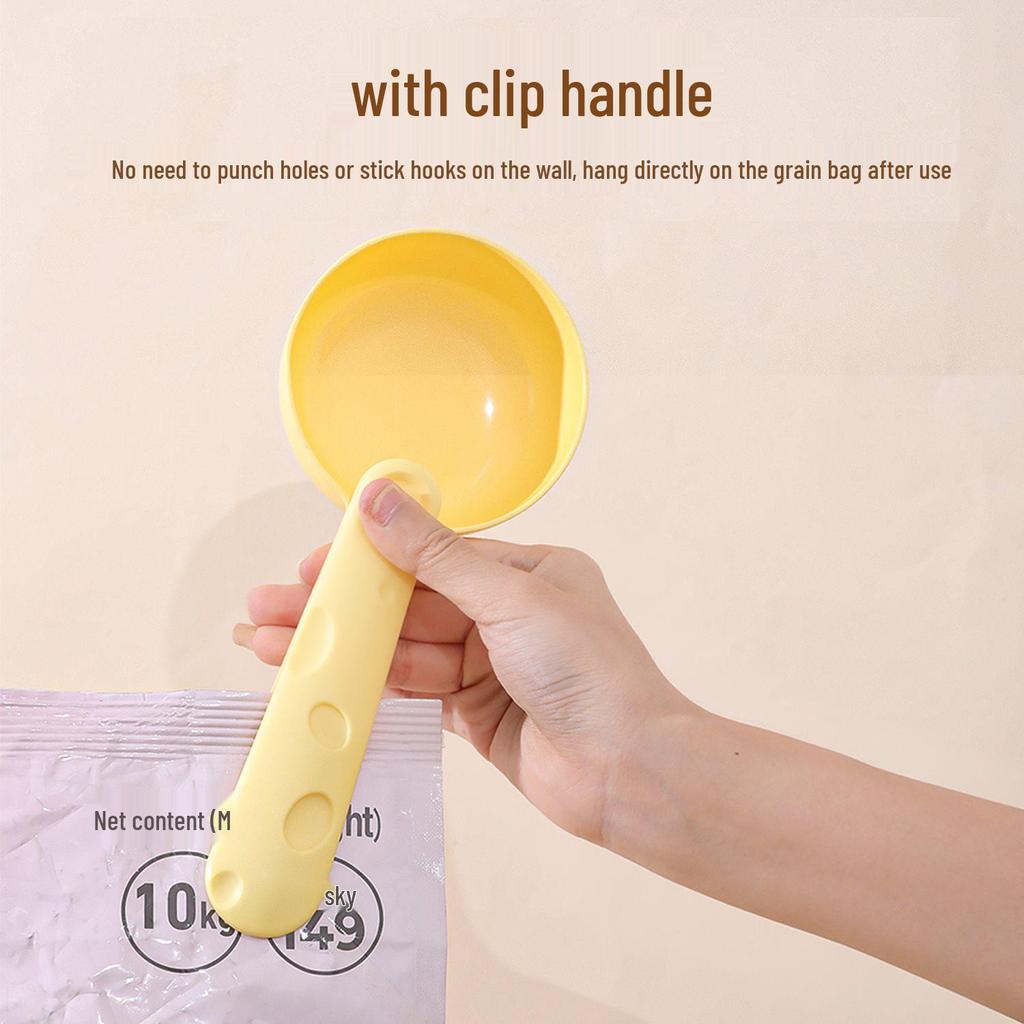 Long Handle Cat & Dog Food Spoon with Sealing Clip - Measuring Shovel for Kitten Feeding