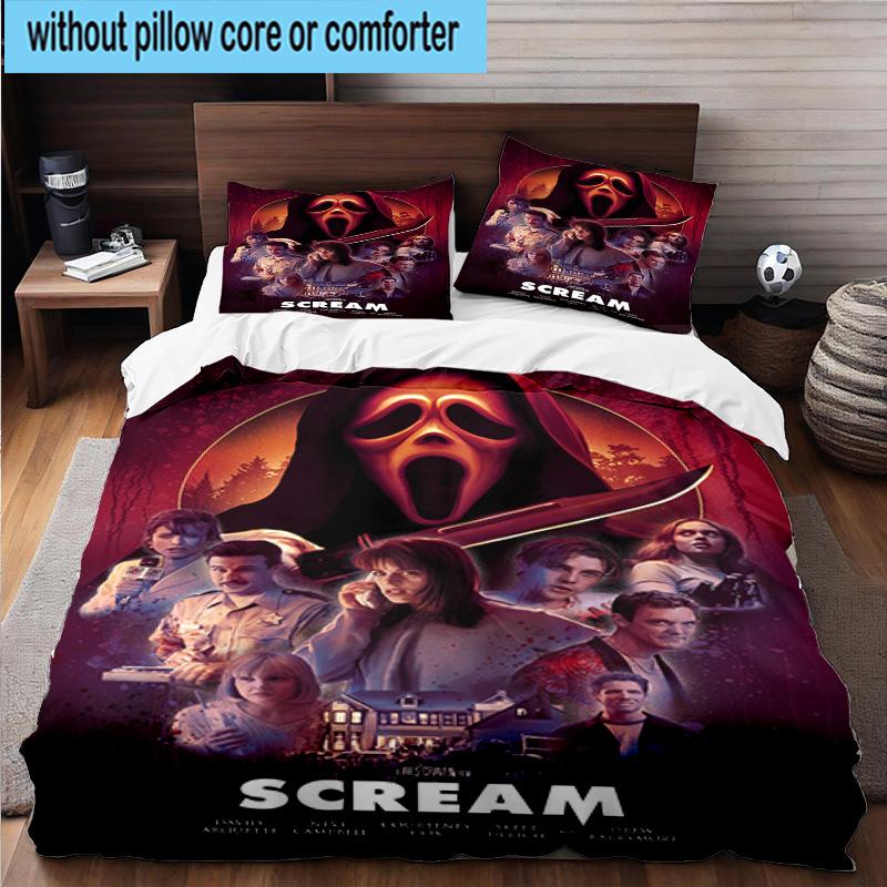 3PCS Scr-eam Horror Movie 3pcs Bedding,Including 3PCS Duvet Cover And 2pcs Pillowcases Perfect for Christmas,Ideal for Bedroom, Dormitory