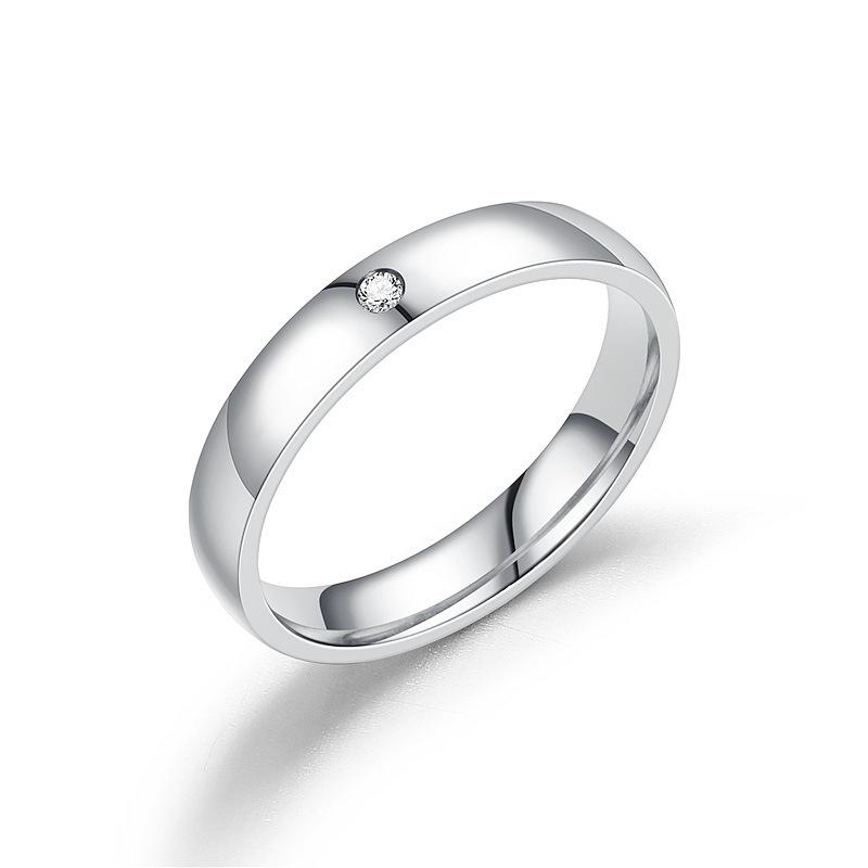 Anillo Minimalista de Banda con Diamantes Estilo Japonés Coreano para Mujer - Anillo de Pareja de Moda