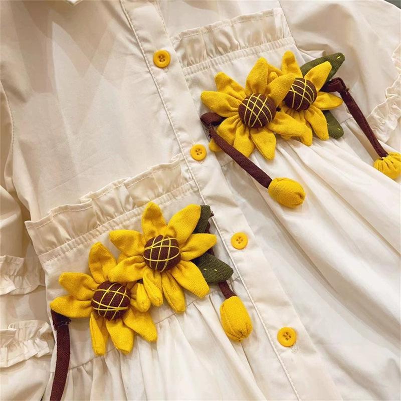2025 Spring/Summer Baby Girls' Sunflower Shirt Dress - Style 77372