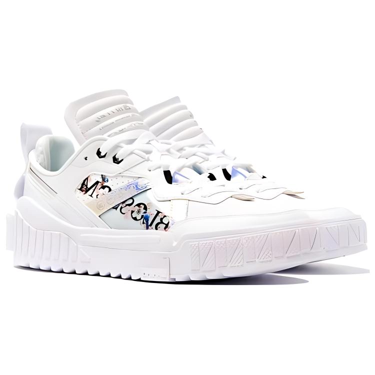 Li Ning 001 Unblock Abrasion Resistant Breathable Low top Skateboard Shoes Women's White AGCR346-1