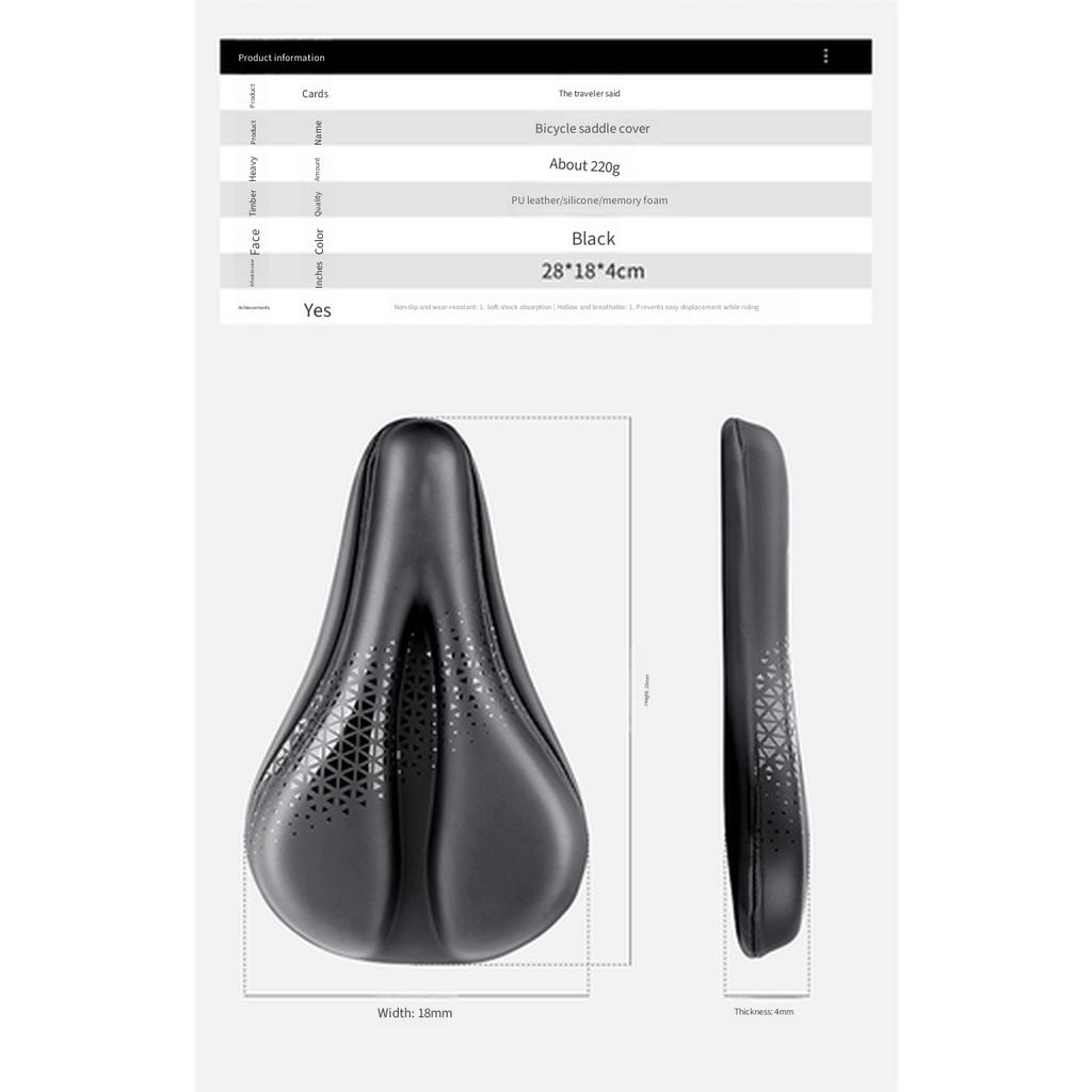 Thick Silicone Bicycle Saddle Cover Super Soft Shock Absorption Waterproof Seat Pad for Mountain Road Bike