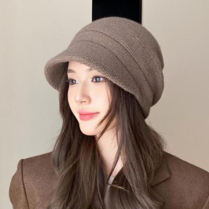 Women s Sweater Short Brim Plain Pattern Daily Beanie C8689_Beige