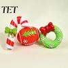 Elastic Rubber Dog Chews Christmas Squeaky Chew Toys, Teeth Cleaning Interactive Pet Holiday Themed Fetch Toys for Pets Balls with Candy Cane