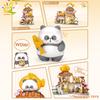 Non-Toxic City Mini Street View Panda Taiyaki Restaurant Model Building Blocks Diy Bear Coffee Shop Decorative Bricks Toys Adult