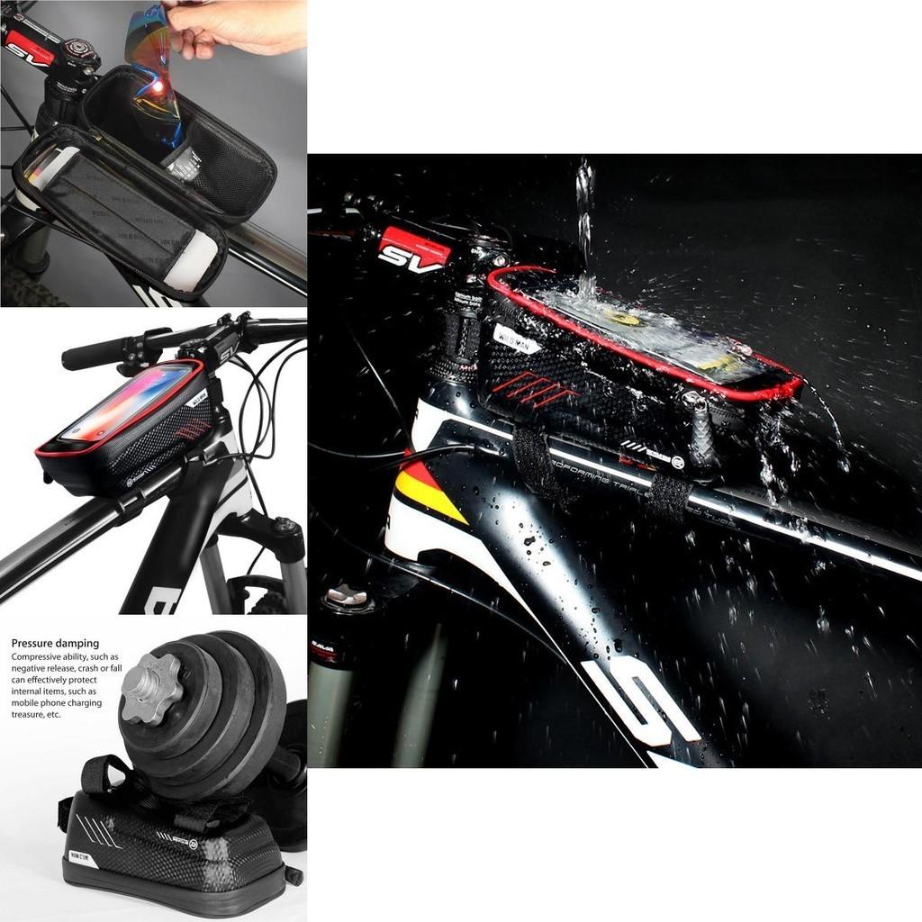 Langlebige Wasserdichte Fahrrad Radfahren Fahrrad Oberrohr Rahmentasche mit TPU Touchscreen Handyhalterung Hülle