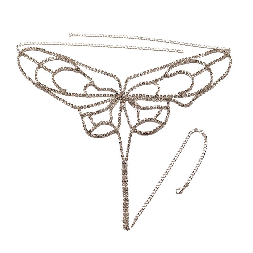 

Exaggerated Accessories Butterfly Waist Chain, European And American Nightclub Girl Sexy Rhinestone Body Chain Crystal Underwear