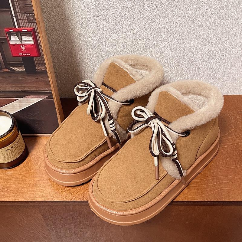 

Женские зимние модные универсальные короткие ботинки на толстой подошве-маффин, нескользящие, утепленные, теплые, снежные, пушистые хлопковые ботинки 40-41 малиновый