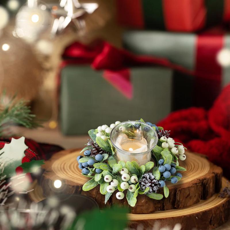 22cm Candle Decoration Cute Mini Wreath Home Decor Simulated Berries Multifunctional Christmas Decor Elegant Christmas