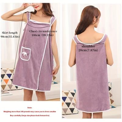 1pc Wearable Bath Towel, Bowknot Coral Velvet Bath Skirt For Adults, Water Absorption, Quick Drying, Bath Towel, No Hair Loss, Bath Supplies