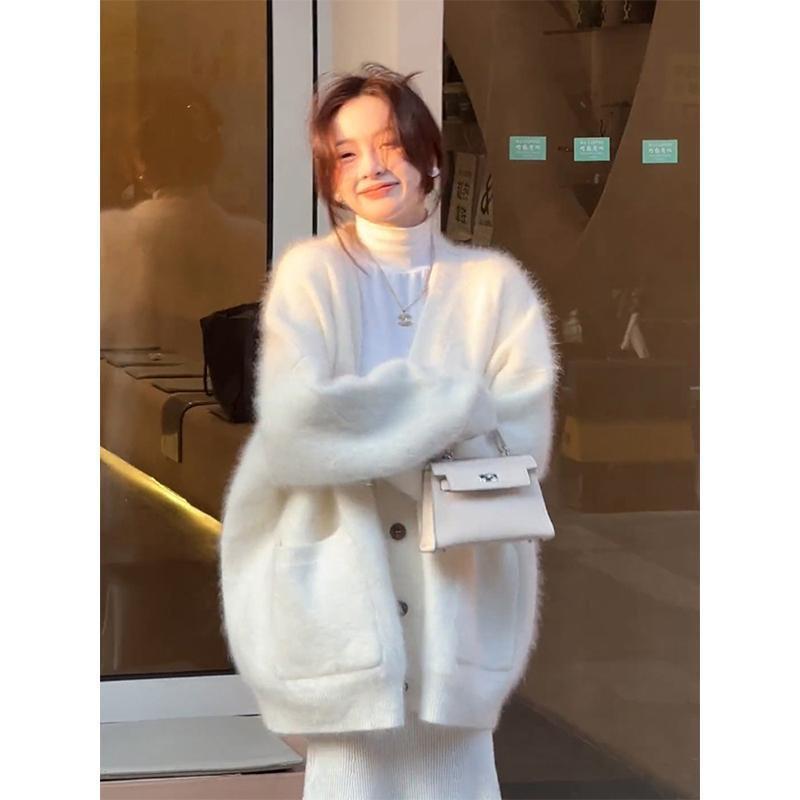 

Женский пушистый кардиган в японском стиле: Плотный, Уютный и Модный для Весны и Осени M