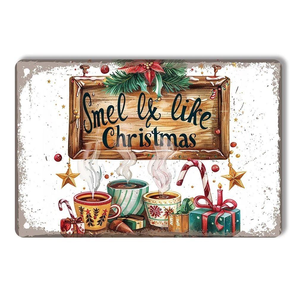 Vintage Christmas Metal Tin Sign Home Festive Wall Decor