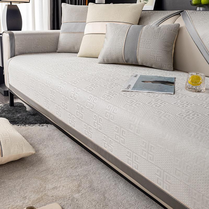 Black Technology Ice Silk Sofa Cushion Summer Mat Mat New Non-Slip Sofa Cover Light Luxury Wind Dust Cover