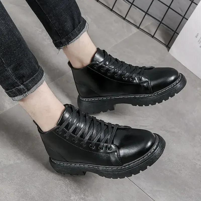 Fashion Men's Boots Lace Up Rubber Platform Non Slip Male Shoes Cheap Sale Hot Selling Low Price Y2k Casual Offer Footwear Trendy 2025